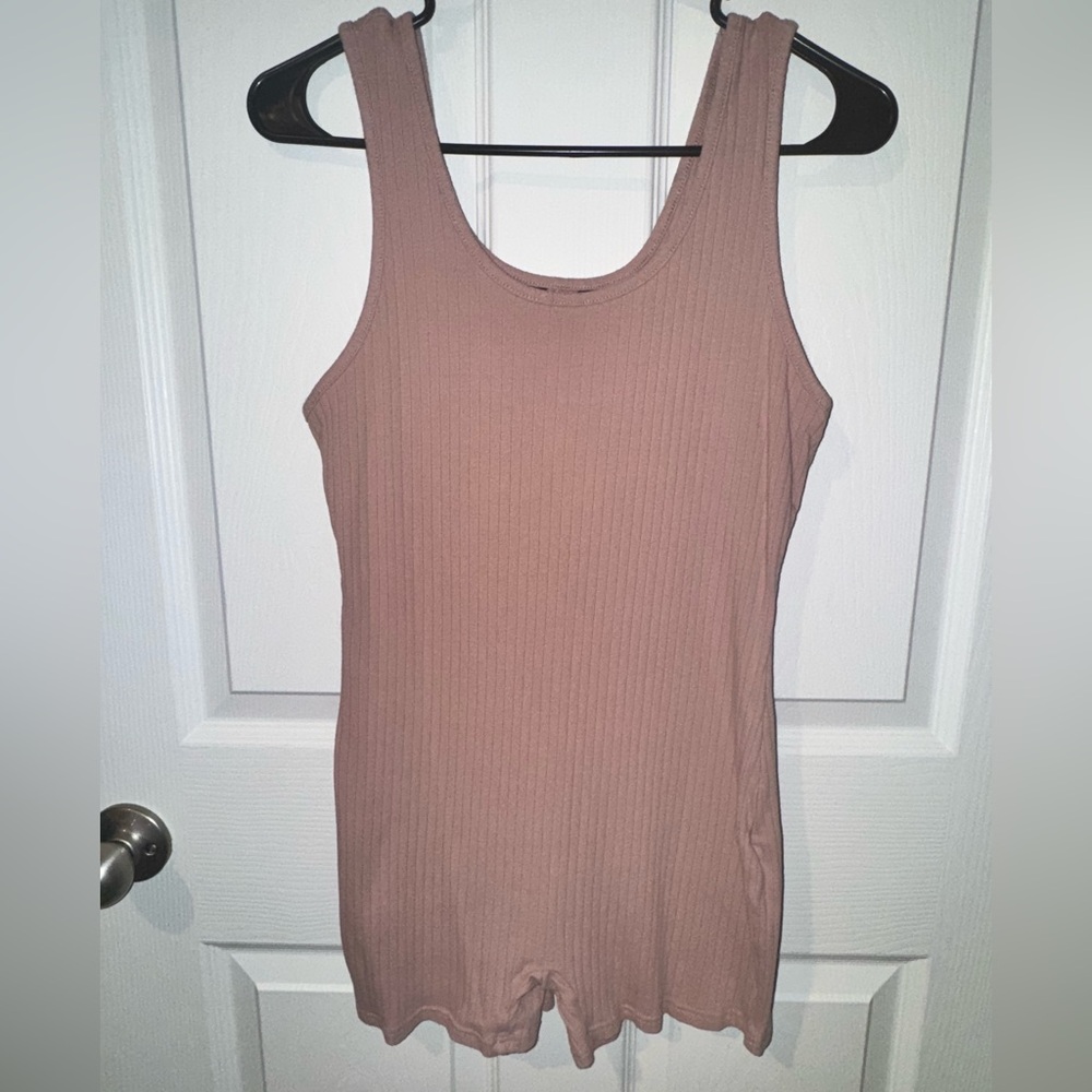 SHEIN Mauve Ribbed Bodycon Romper